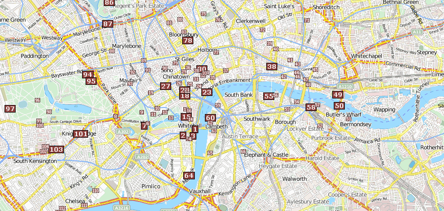 Reiseführer von London und Attraktione im Reiseführer  per Landkarte